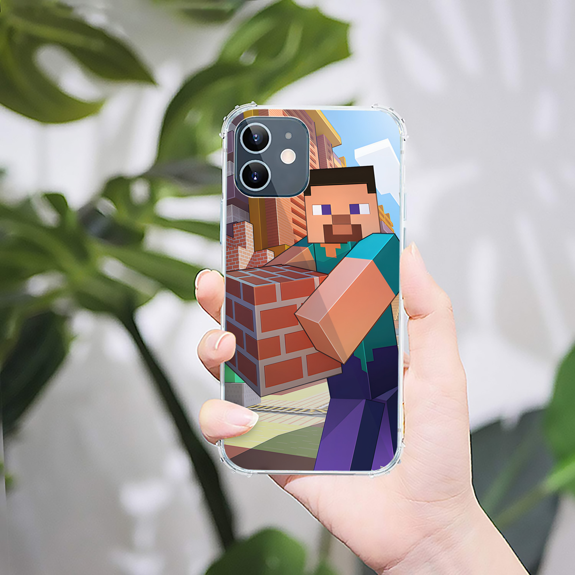（画像用） マインクラフト ブロックの世界 Minecraft MC Block world 【iPhone 12シリーズ対応】透明スマホケース（クリアソフトケース）